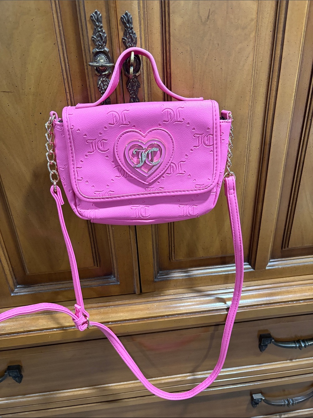 Juicy Couture Pink Heart Embossed Crossbody Bag